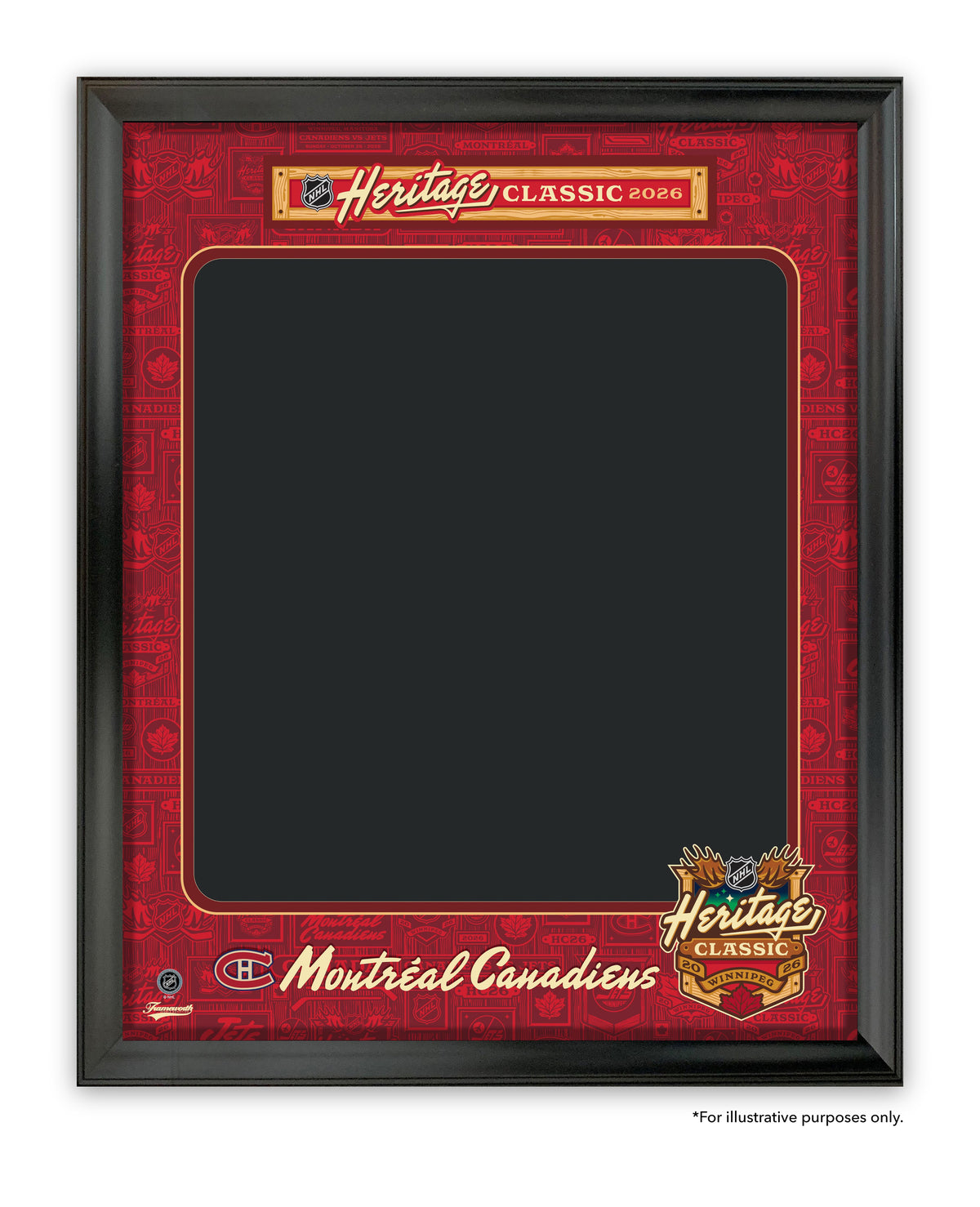 Montreal Canadiens 2026 Heritage Classic Photo Glass Jersey Cabinet, front view empty