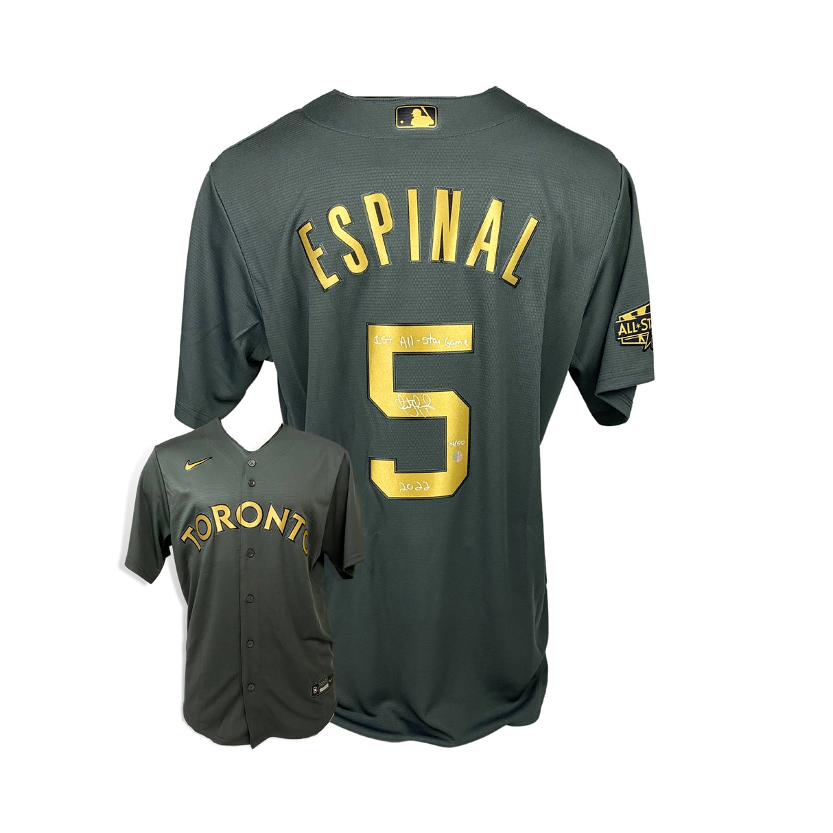 Santiago Espinal Signed Toronto Blue Jays 2022 All-Star Game Replica Nike Charcoal Jersey Inscribed "1st All-Star Game 2022" (Limited Edition of 50)