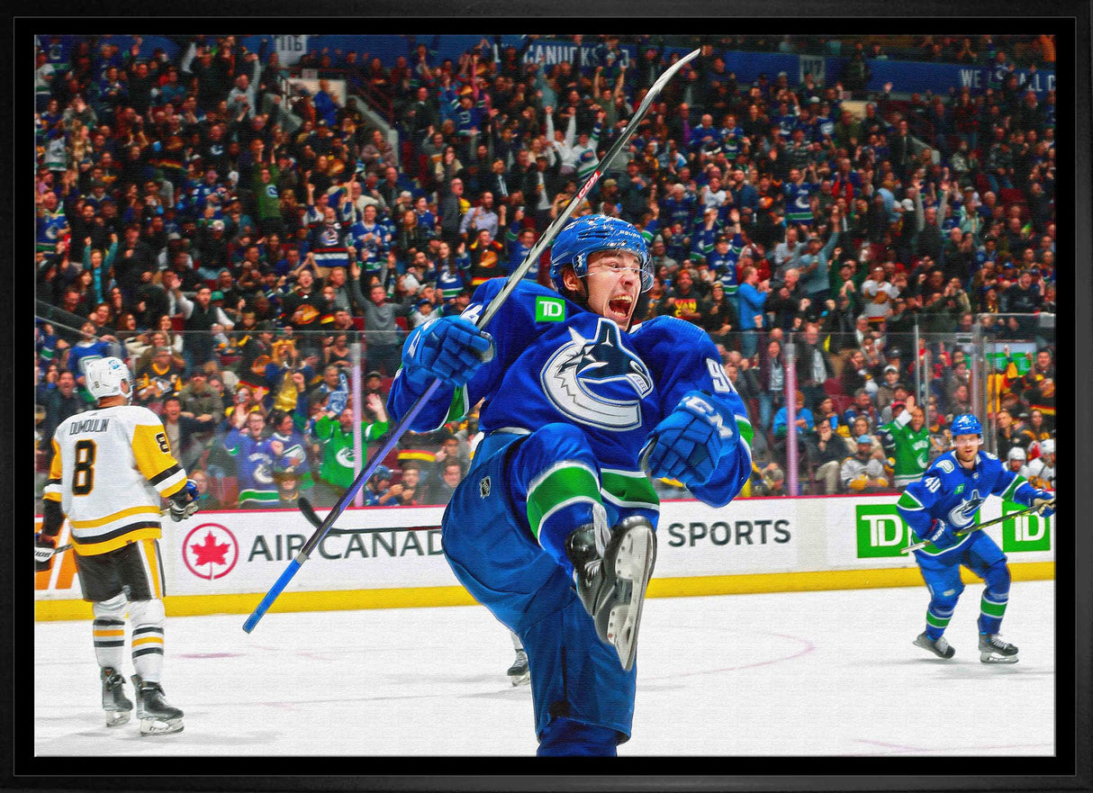 Andrei Kuzmenko 20x29 Framed Canvas Canucks Celebrating-H