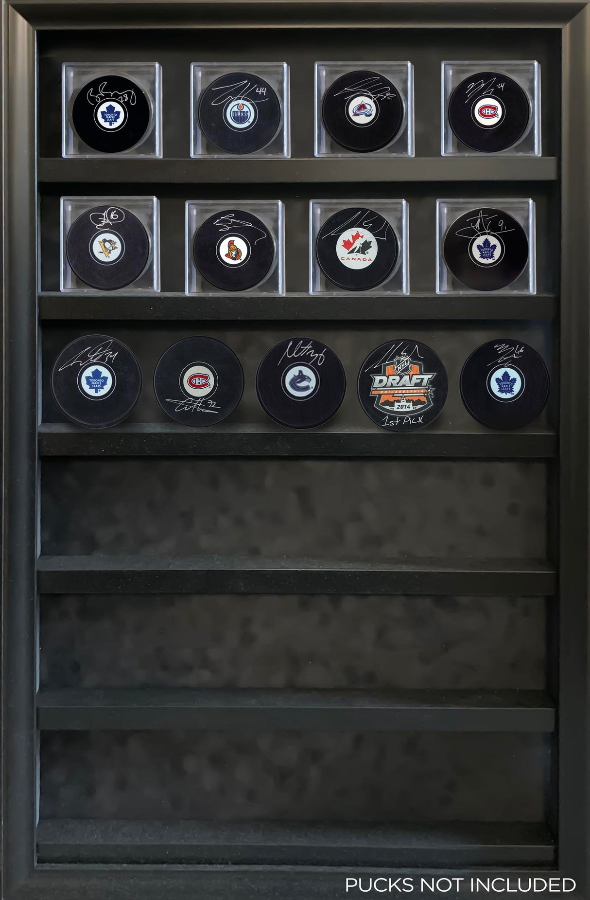 Premium Hockey Puck Display Case - 30 Puck Wall Mount Cabinet