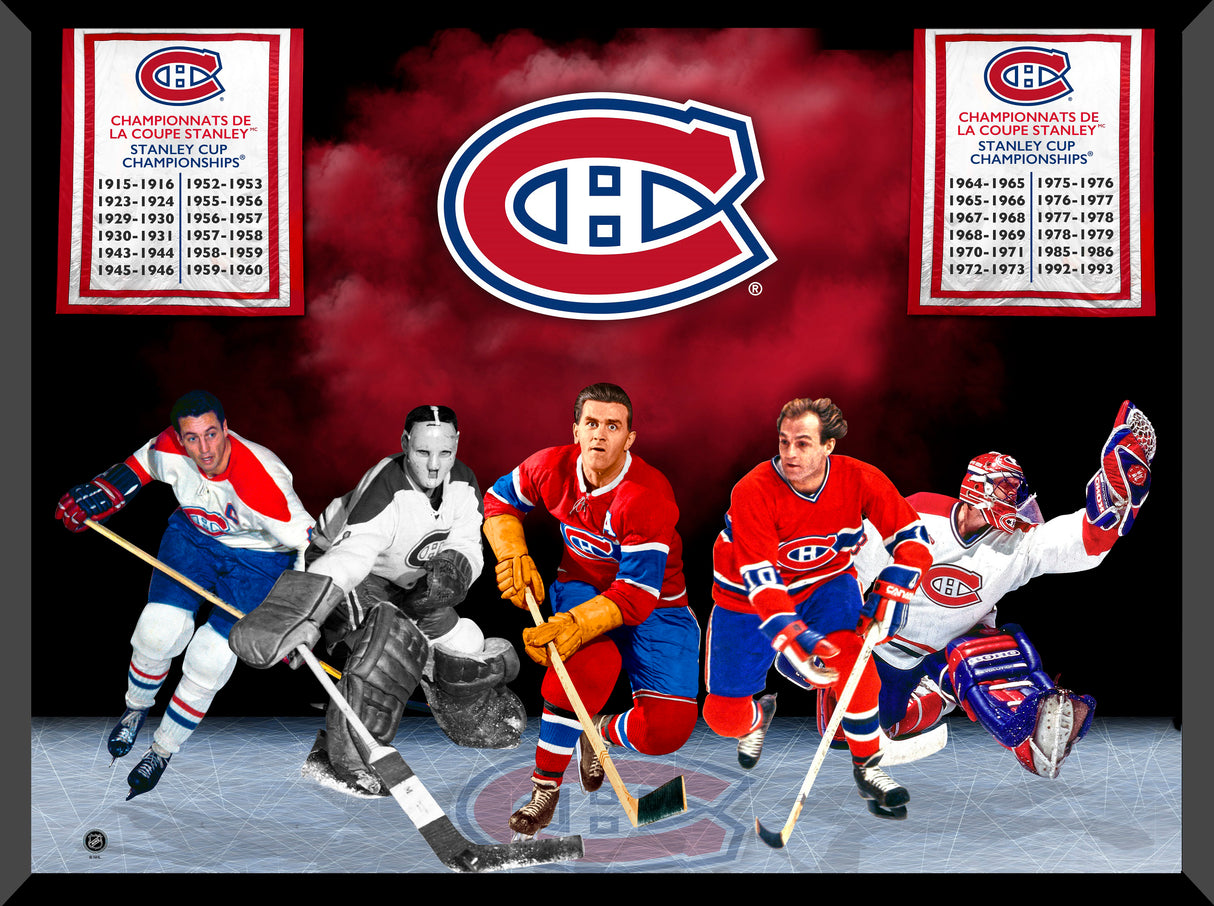 Montreal Canadiens Framed 5-Player Collage With Laser Cut-Out Alumni