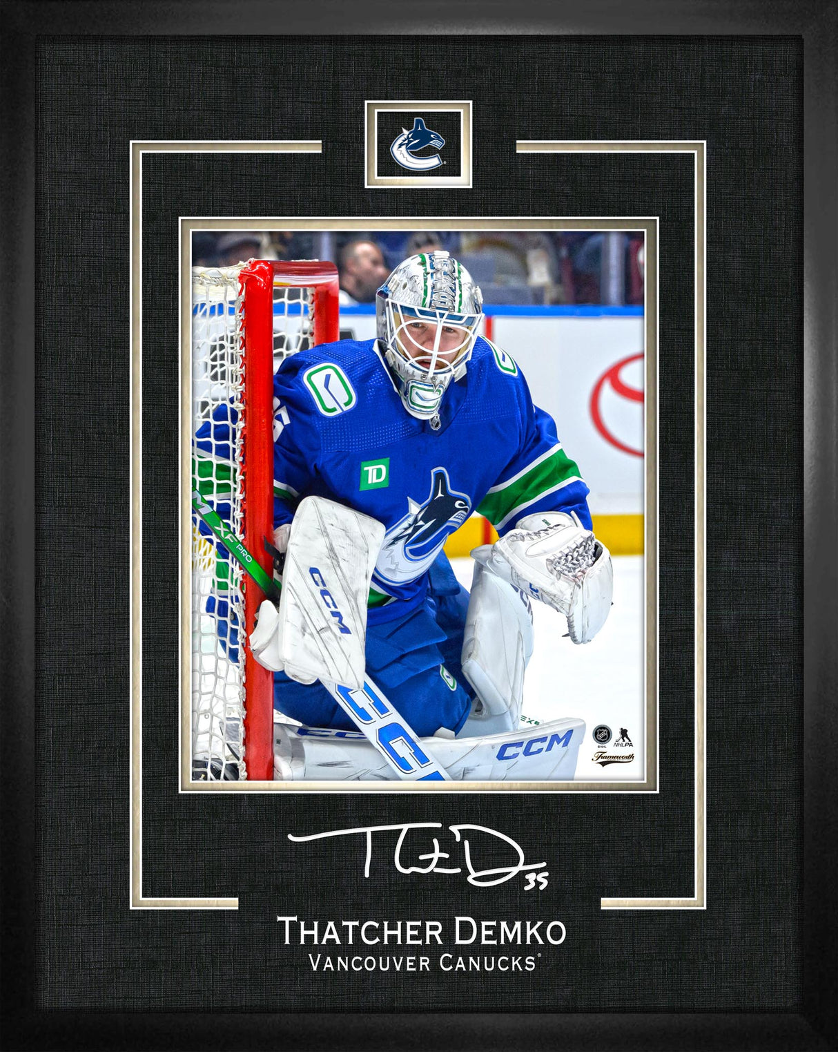 Thatcher Demko 16x20 Replica Signature Frame Canucks