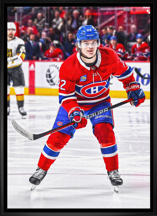 Cole Caufield Framed 20x29 Canvas Canadiens Action-H - Frameworth Sports Canada 