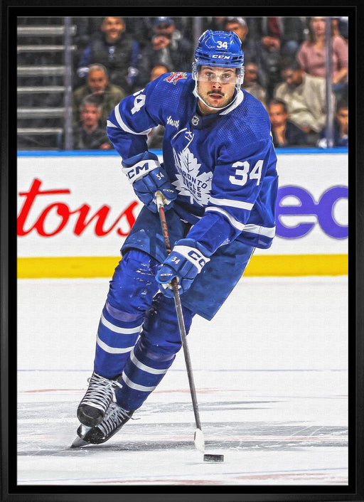 Auston Matthews Framed 20x29 Canvas Maple Leafs Action-V - Frameworth Sports Canada 