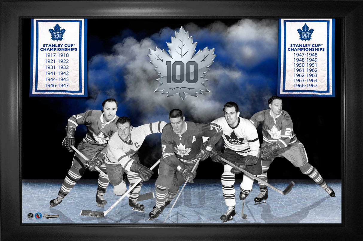 Toronto Maple Leafs Stanley Cup Dynasty 100th Anniversary Legends 16x20 Framed Photo - Featuring Championship Years 1917-1967
