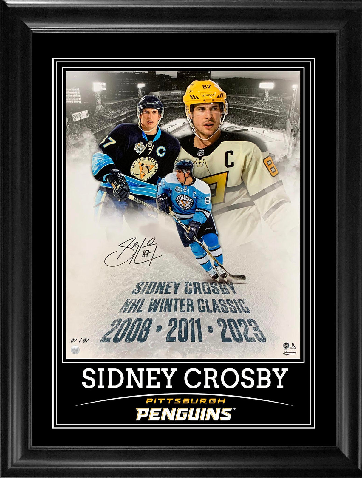 Sidney Crosby Signed 16x20 Framed PhotoGlass Penguins Winter Classic Tribute-V (Limited Edition of 87)