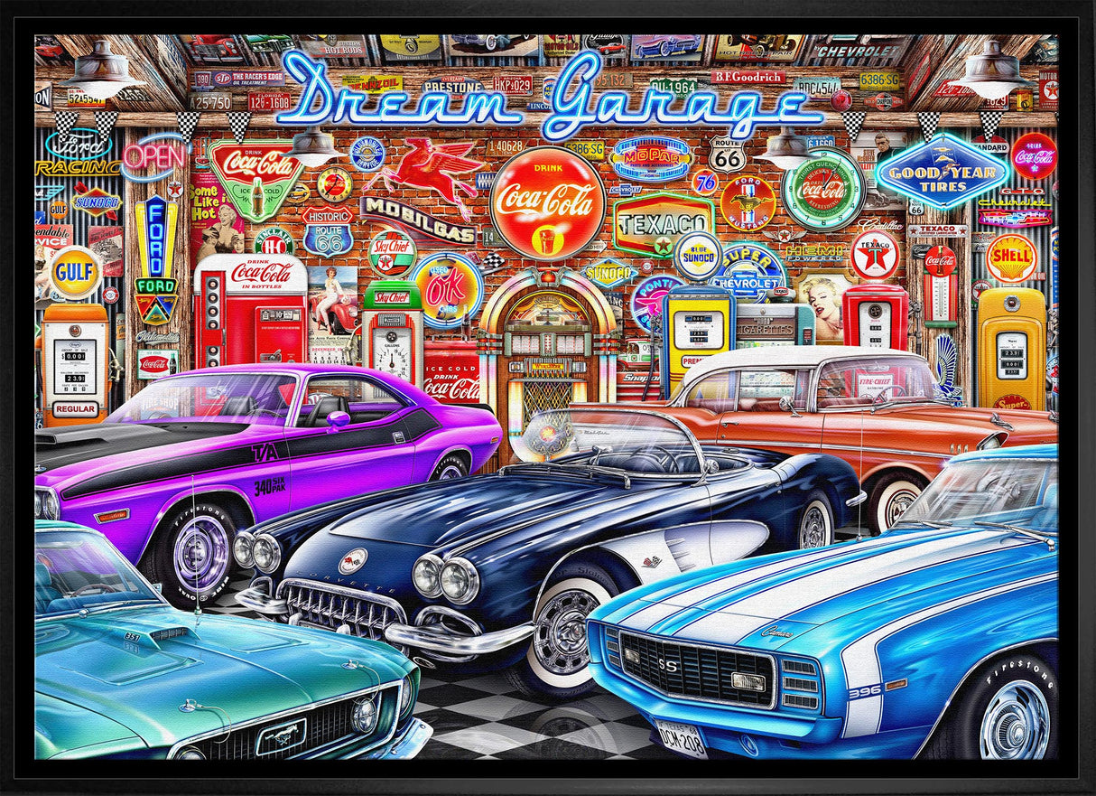 Dream Garage 20x29 Framed Canvas By Michel Fishel