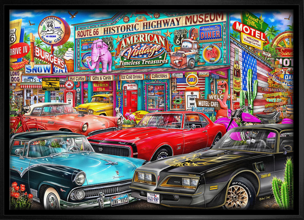 Historic Highway 20x29 Framed Canvas By Michel Fishel