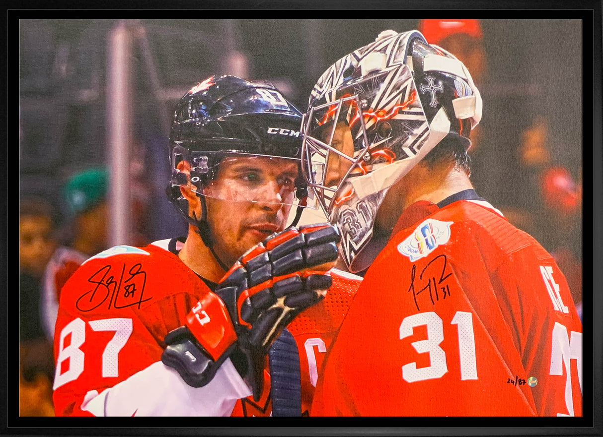 Sidney Crosby and Carey Price Signed 20x29 Canvas Framed Dual Signed Team Canada-H (Limited Edition of 87)