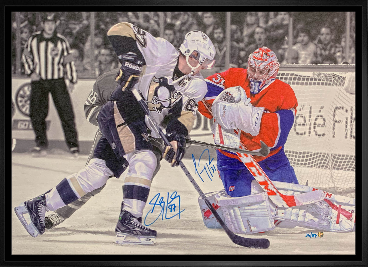 Sidney Crosby and Carey Price Signed 20x29 Canvas Framed Dual Signed Action-H (Limited Edition of 87)