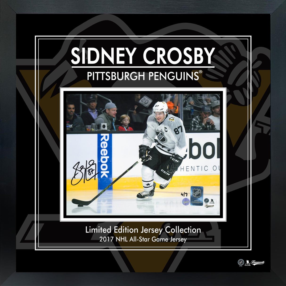Sidney Crosby Signed 8x10 Framed PhotoGlass 2017 NHL All-Star Jersey L/E 7