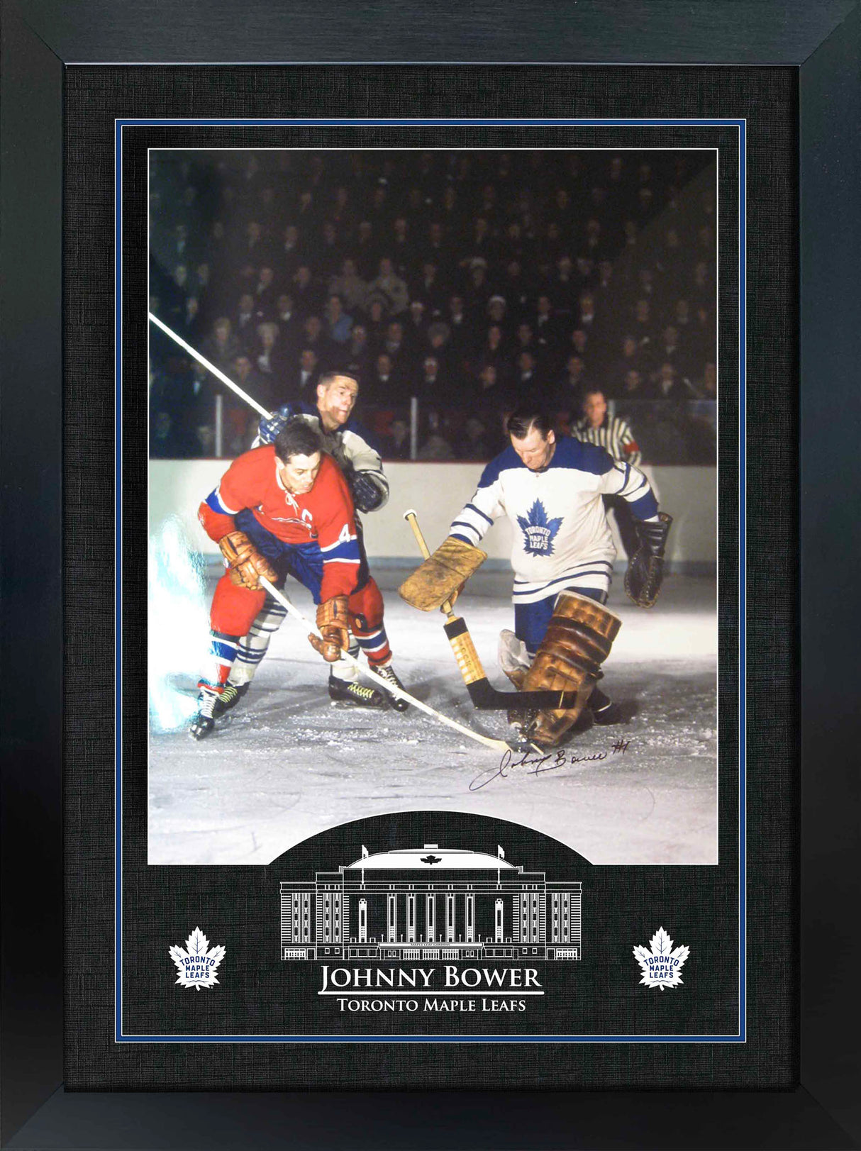 Johnny Bower Toronto Maple Leafs Signed Framed 16x20 With Beliveau Photo