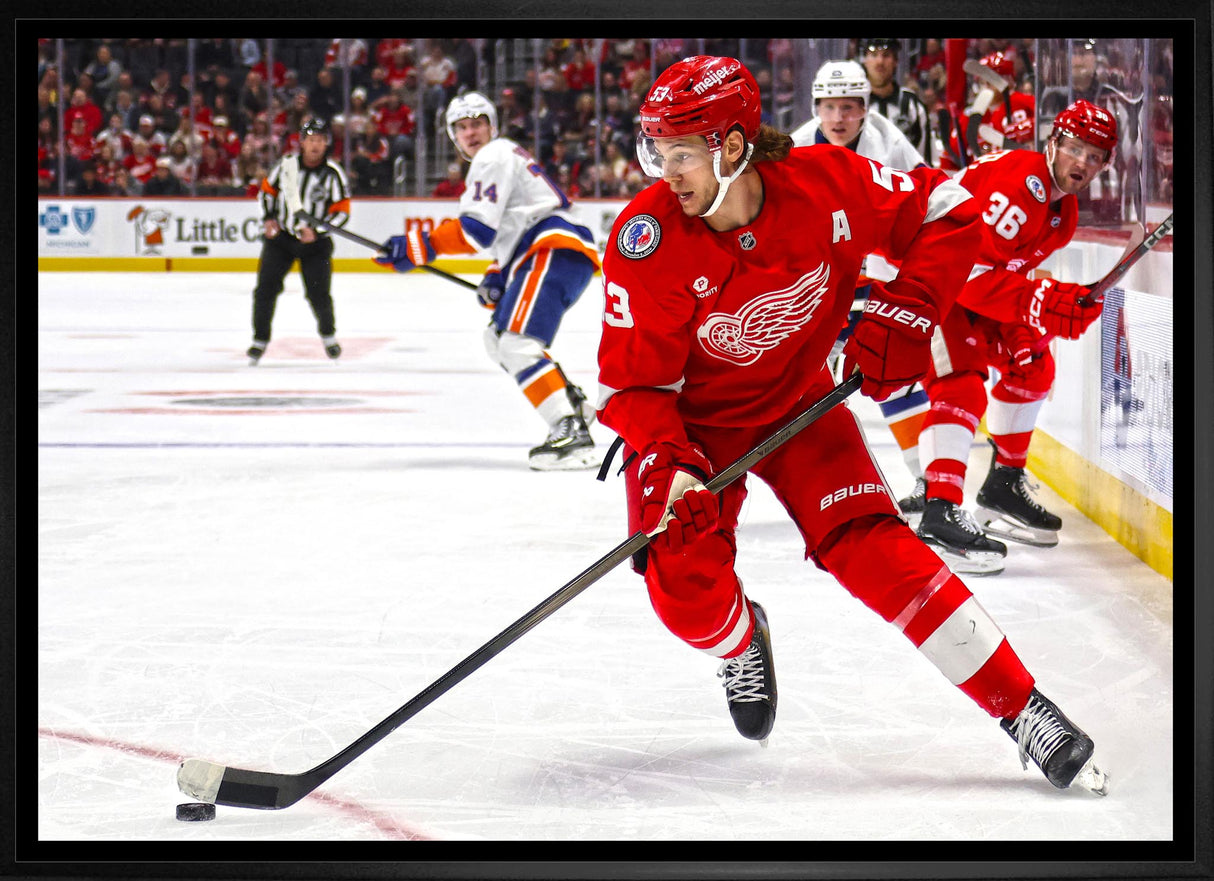 Moritz Seider 20x29 Framed Canvas Detroit Red Wings