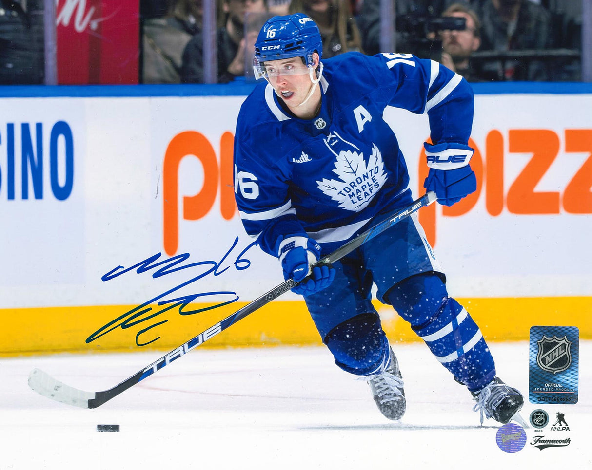 Mitch MarnerSigned 8x10 Photo Toronto Maple Leafs Blue Action-H