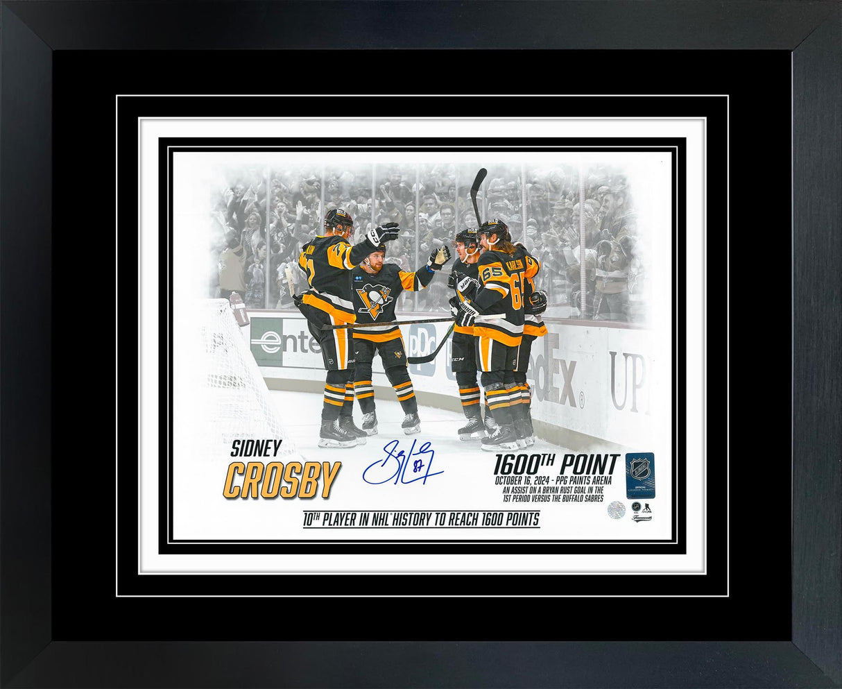 Sidney Crosby Signed 11x14 Framed PhotoGlass 1600 Points (Limited Edition of 16)