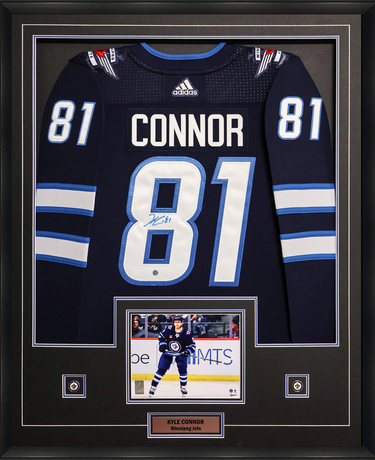 Kyle Connor Signed Framed Winnipeg Jets Adidas Auth. Jersey