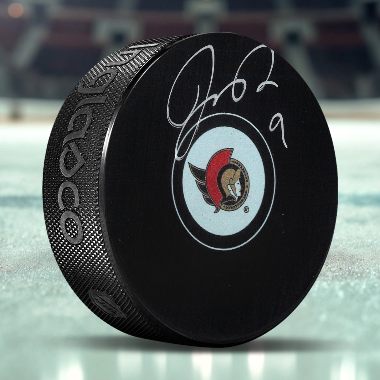 Josh Norris Signed Puck Senators 2021 Logo