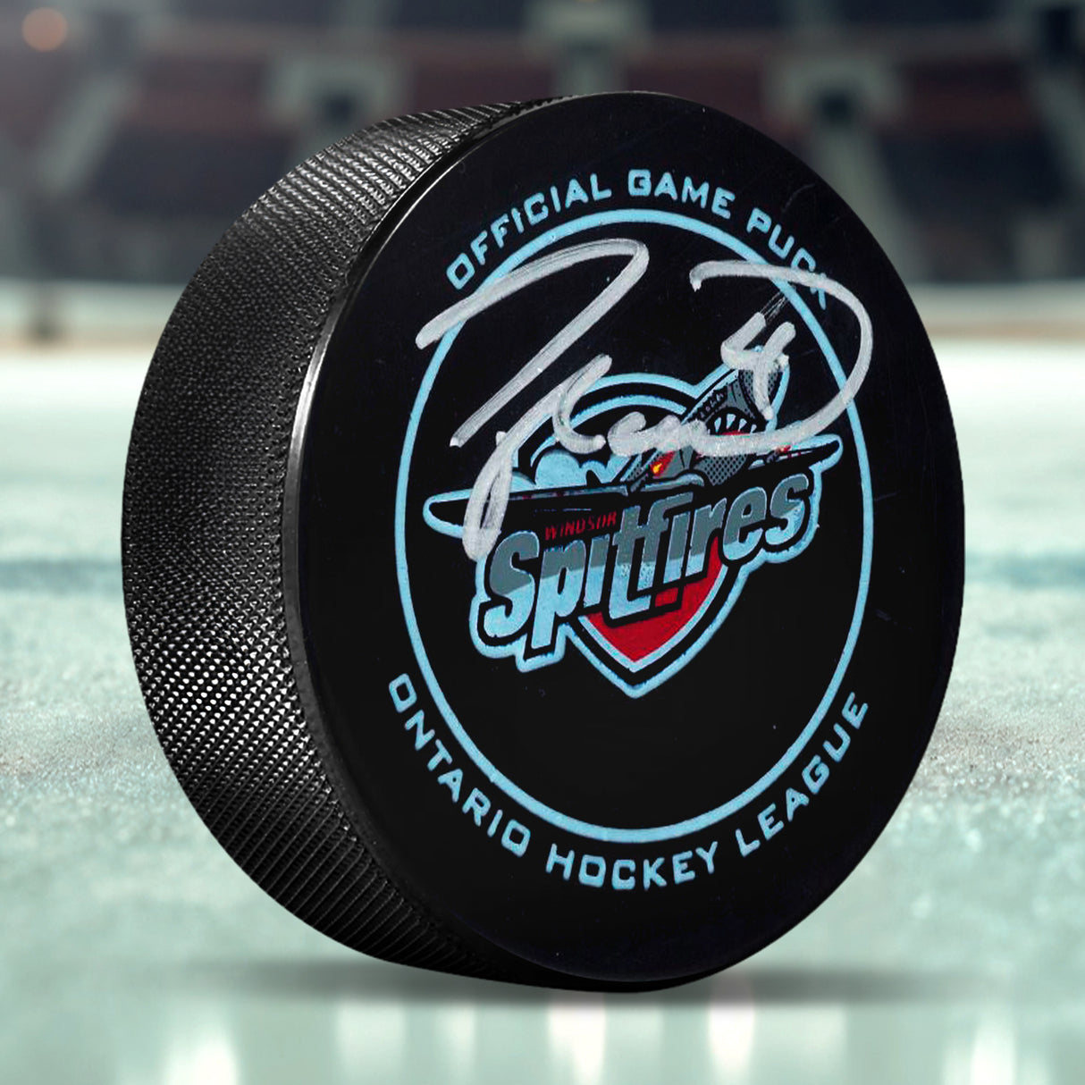 Taylor Hall Signed Puck Windsor Spitfires