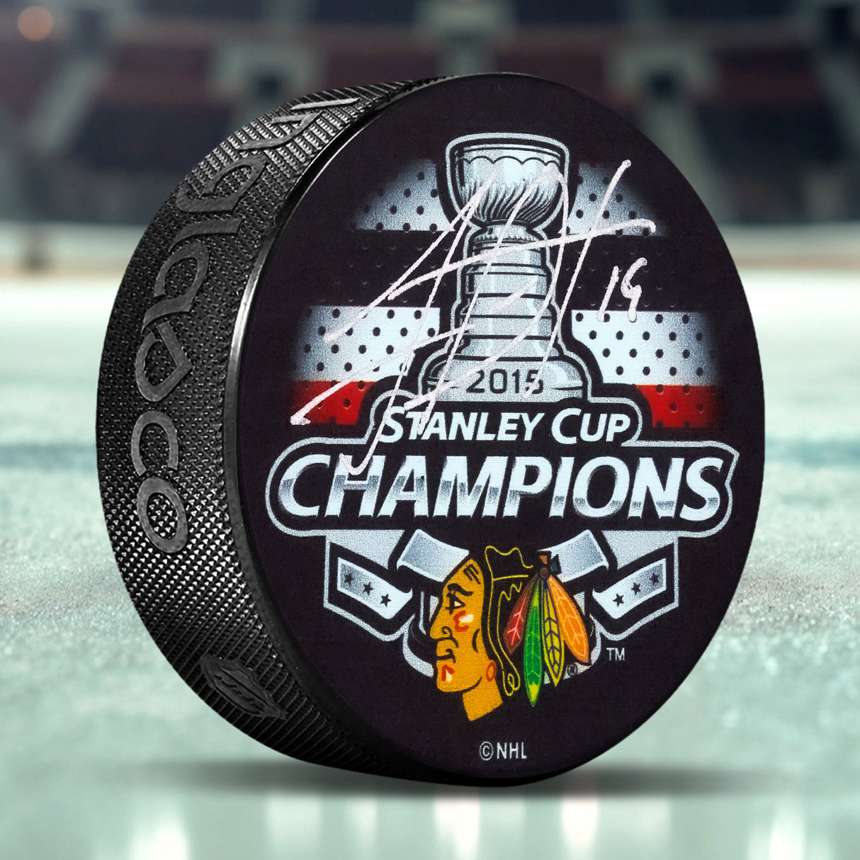 Jonathan Toews Chicago Blackhawks Signed 2015 Stanley Cup Champions Puck