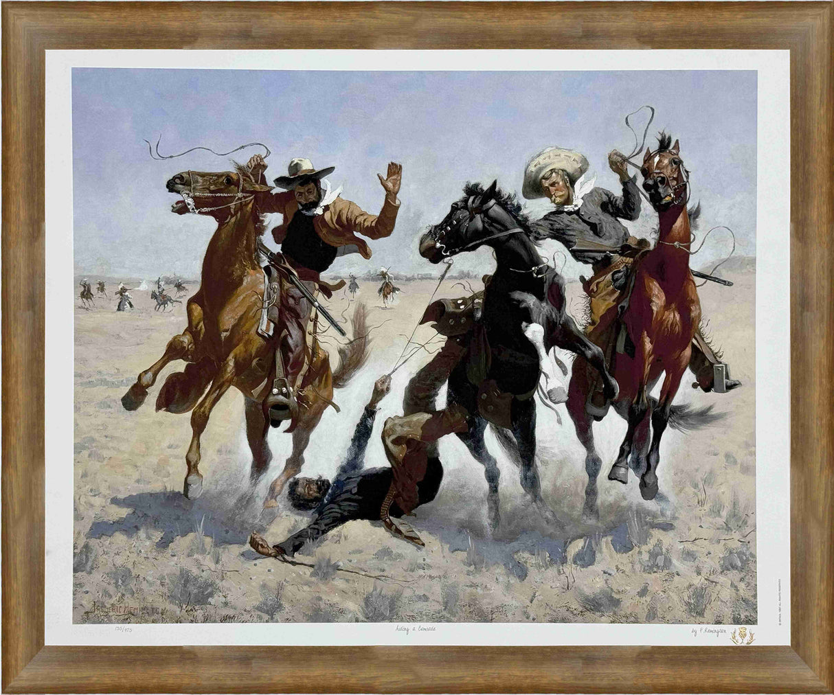 Aiding A Comrade Framed By Frederic Remington