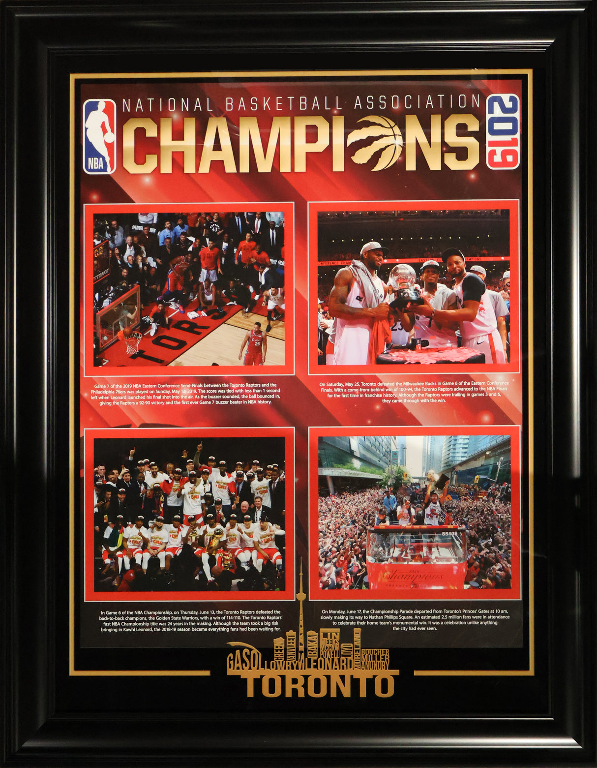 Toronto Raptors Framed Championship Collage with City Skyline
