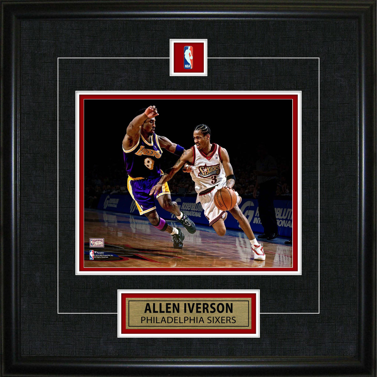 Allen Iverson Framed Pin & Plate Sixers