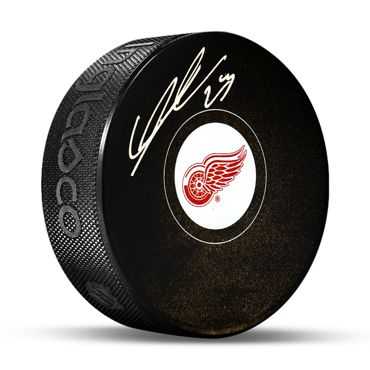 Lucas Raymond Detroit Red Wings Signed Hockey Puck