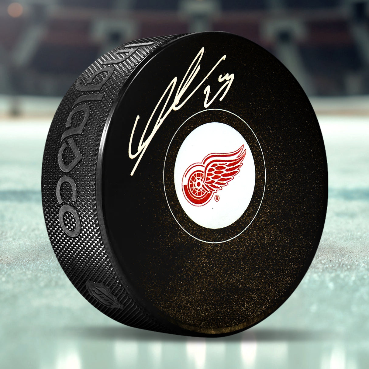Lucas Raymond Detroit Red Wings Signed Hockey Puck