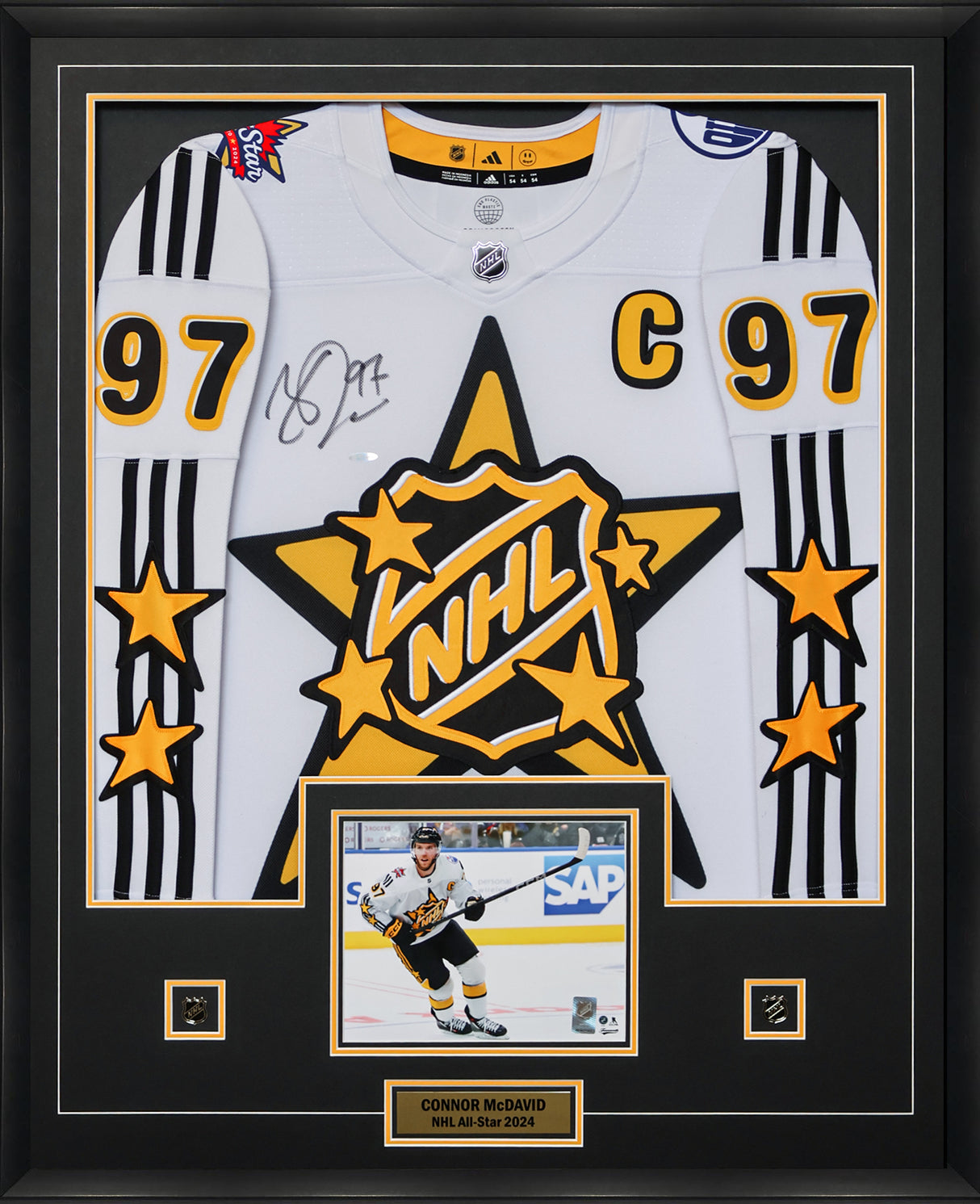 Connor Mcdavid Signed Framed Jersey 2024 NHL All-Star Adidas Authentic