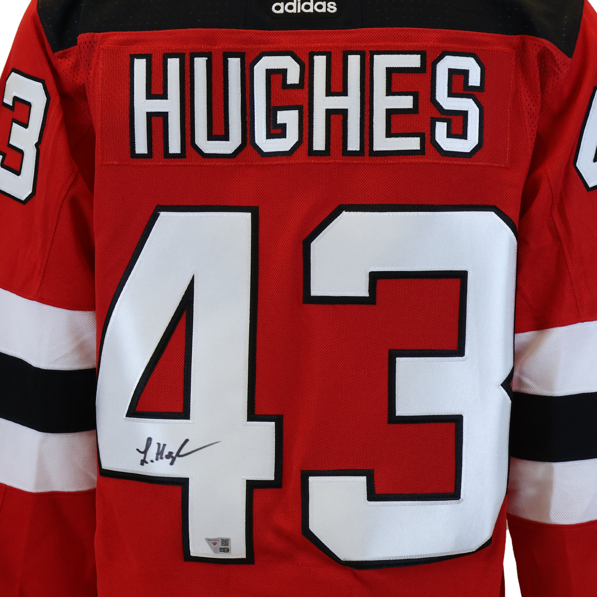 Luke Hughes New Jersey Devils Signed Red Adidas Authentic Jersey