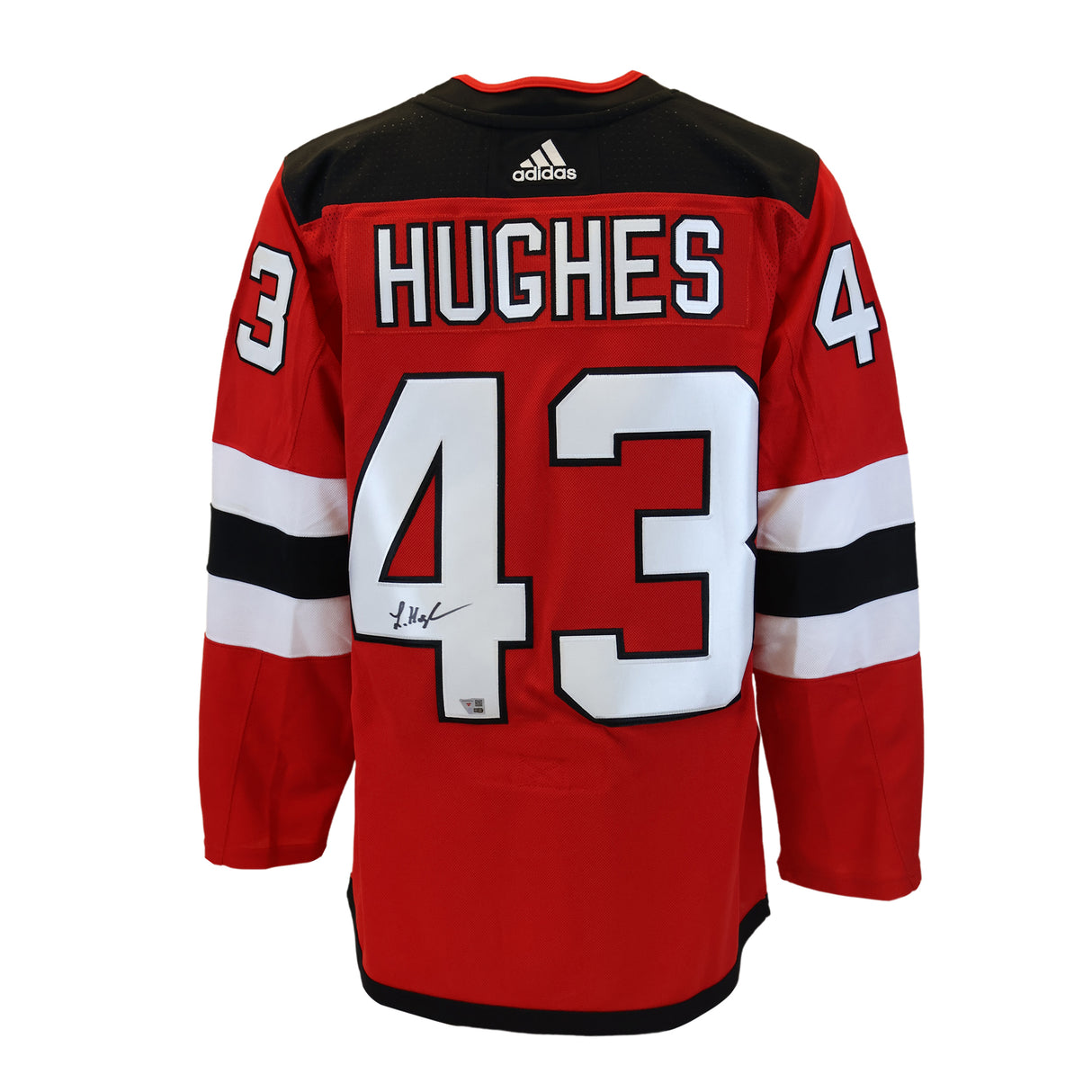 Luke Hughes New Jersey Devils Signed Red Adidas Authentic Jersey