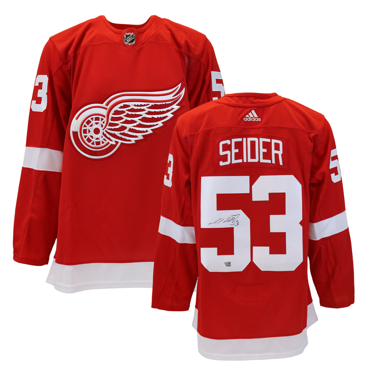 Moritz Seider Detroit Red Wings Signed Red Adidas Authentic Jersey