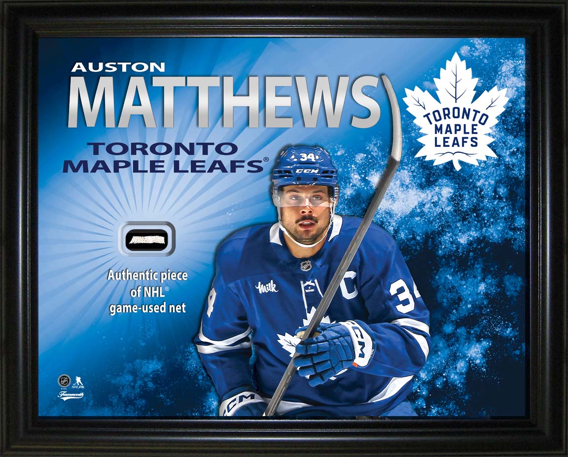 Auston Matthews Toronto Maple Leafs 16x20 PhotoGlass Display with Authentic Game-Used Net Piece