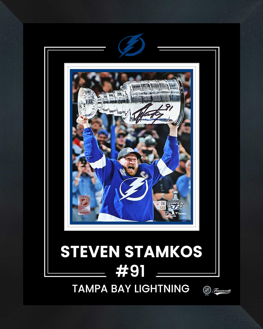 Steven Stamkos Tampa Bay Lightning 2021 Stanley Cup Champions Signed 8x10 Raising Cup Photograph Framed