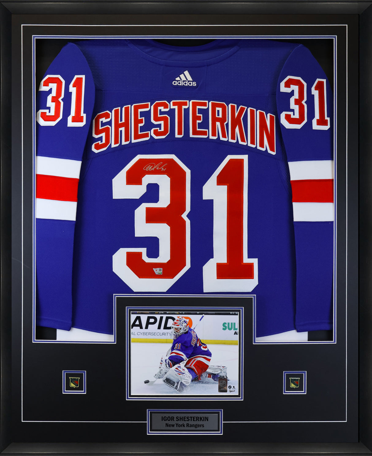 Igor Shesterkin New York Rangers Signed Blue Adidas Authentic Jersey Framed