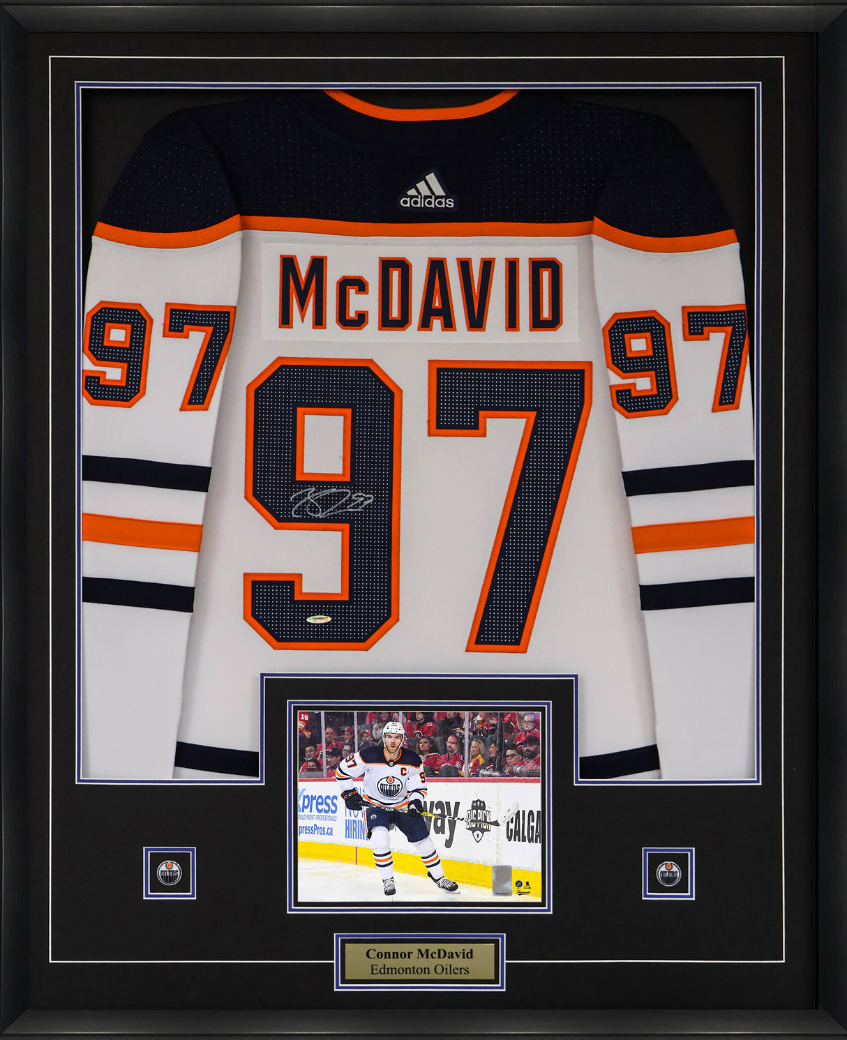 Connor McDavid Signed Framed Jersey Oilers Adidas White