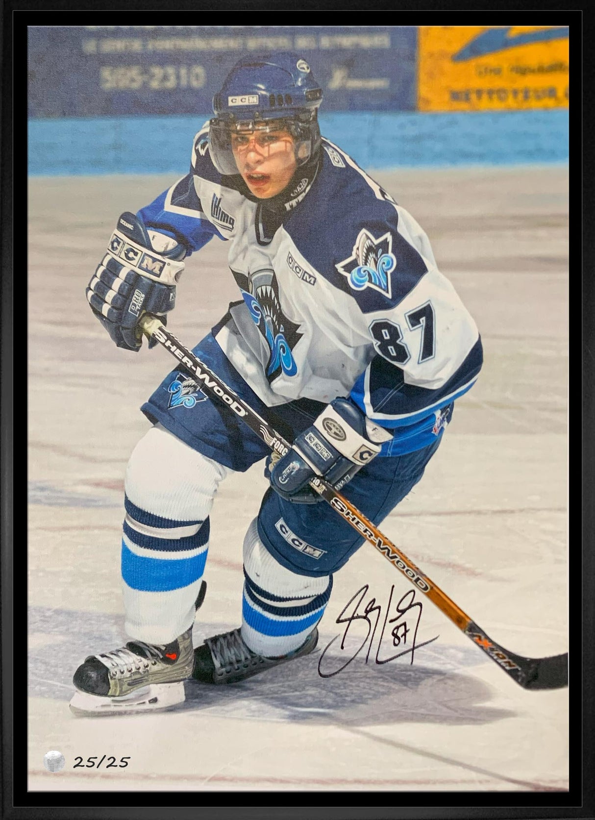 Sidney Crosby Signed 20x29 Framed Canvas Oceanic White Action (Limited Edition of 25)