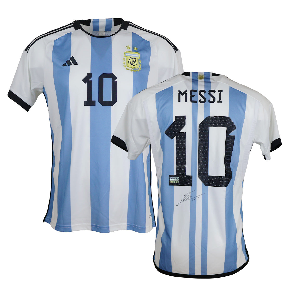 Lionel Messi Back Signed Argentina 2022 Home Shirt 2 Star Edition
