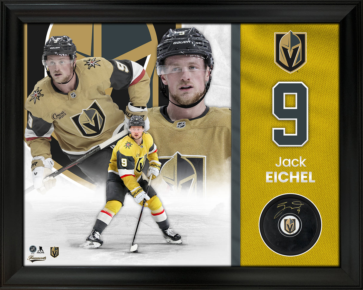 Jack Eichel Vegas Golden Knights Signed Hockey Puck Framed