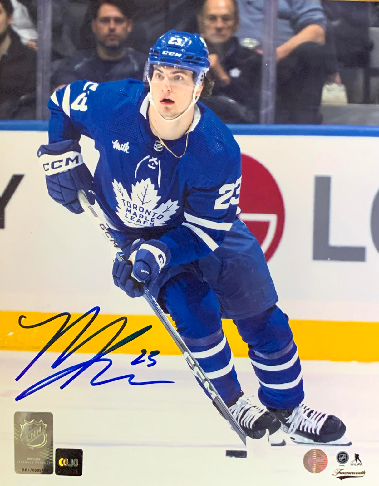 Matthew Knies Signed 8x10 Photo Toronto Maple Leafs Blue Action-V