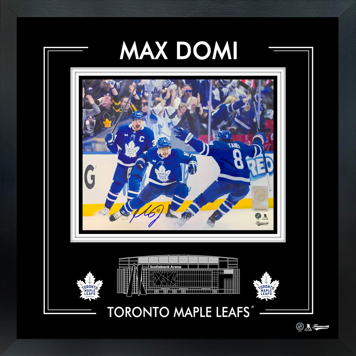 Max Domi Signed 8x10 Framed PhotoGlass Toronto Maple Leafs Celebration-H