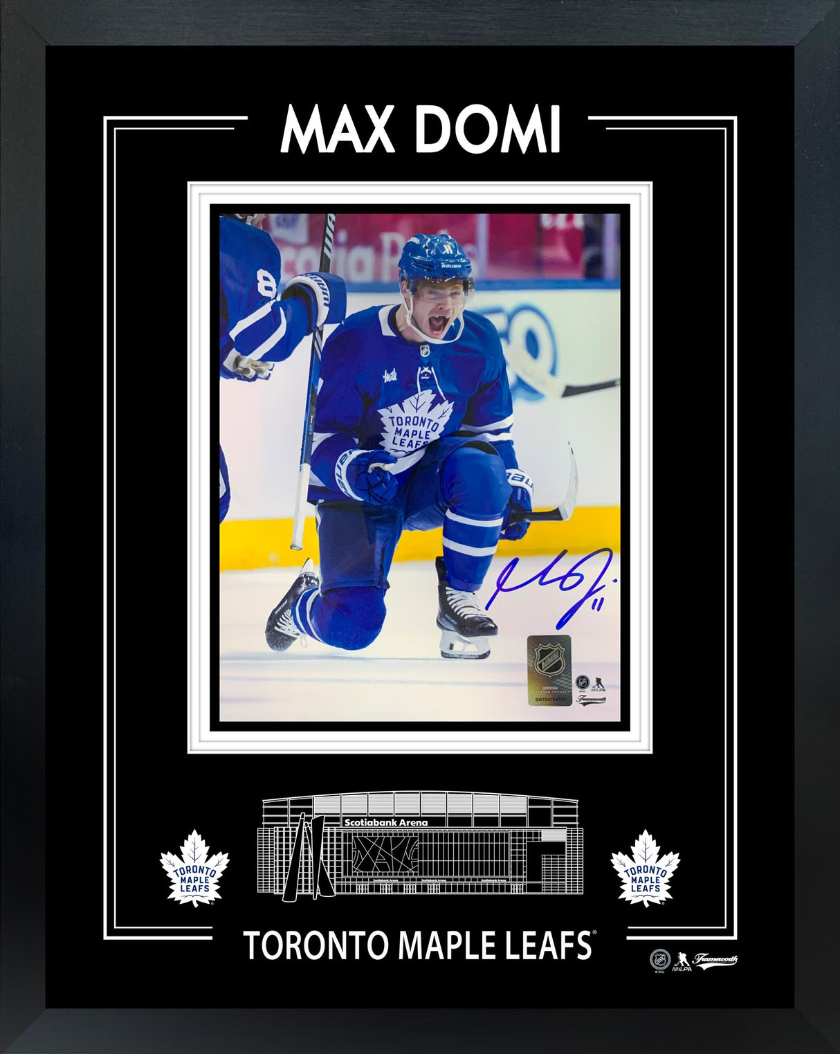 Max Domi Signed 8x10 Framed PhotoGlass Toronto Maple Leafs Celebration-V