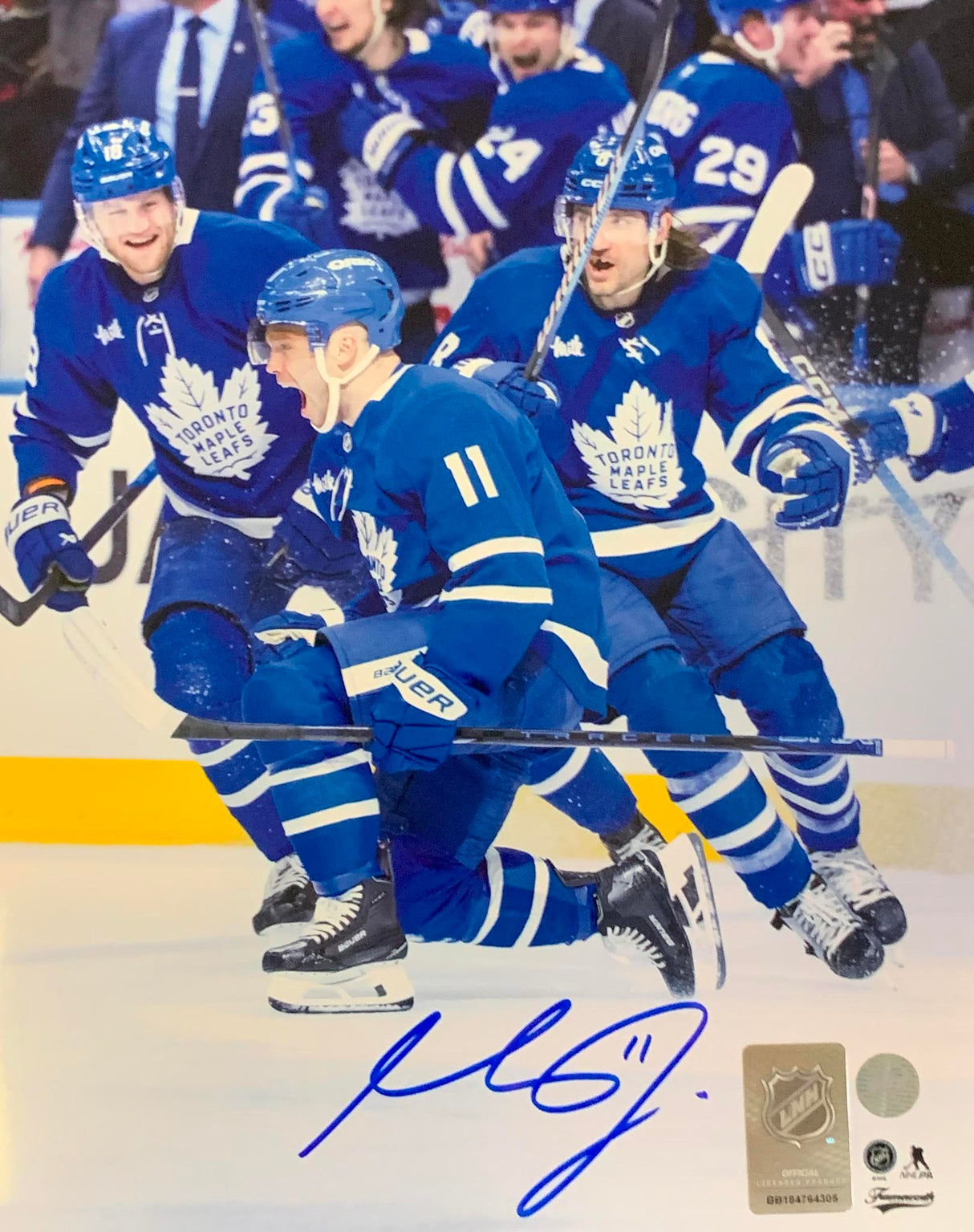 Max Domi Signed 8x10 Photo Toronto Maple Leafs Sideview Celebration-V
