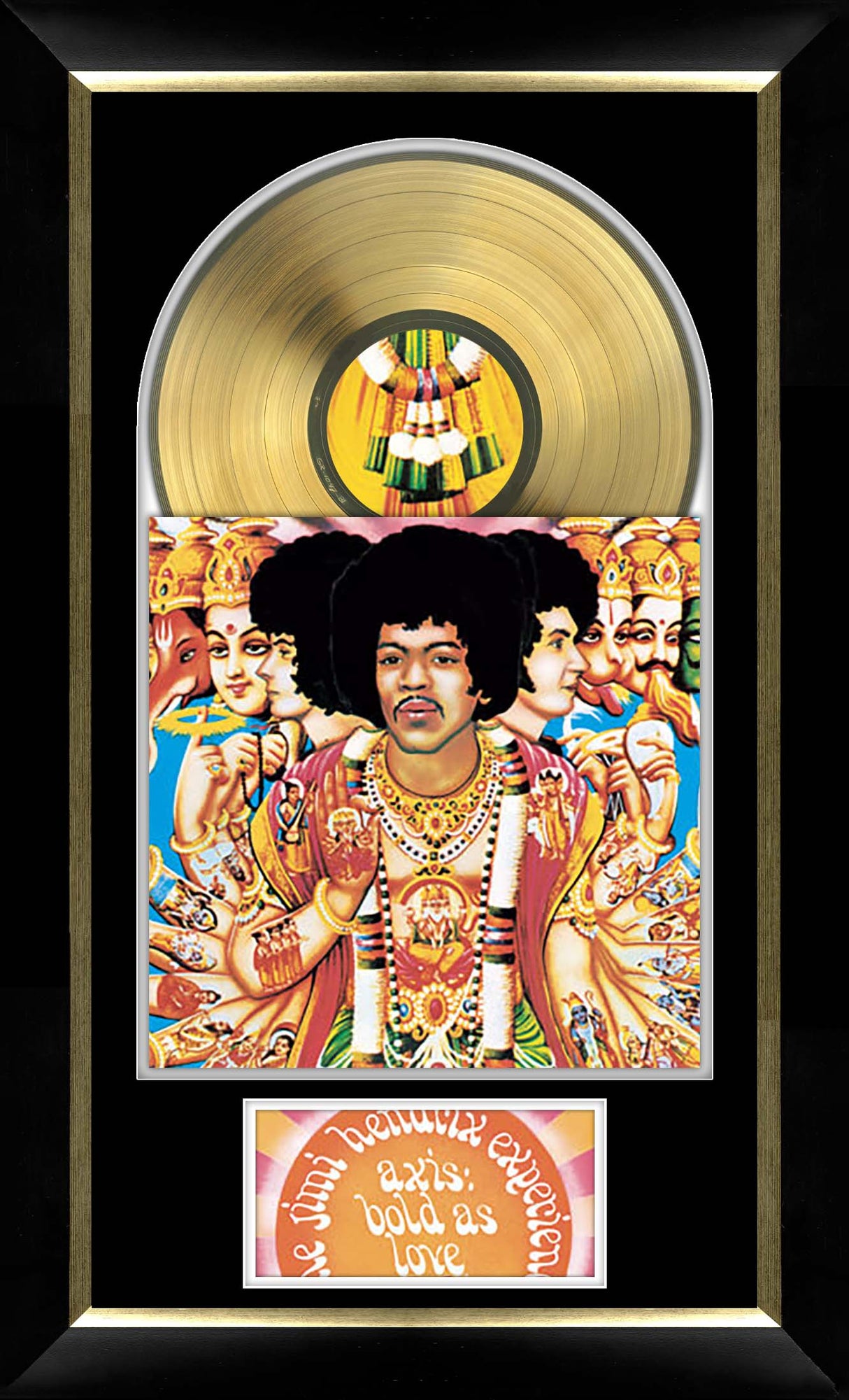 Jimi Hendrix Bold As Love Music Cover Framed with Gold Vinyl