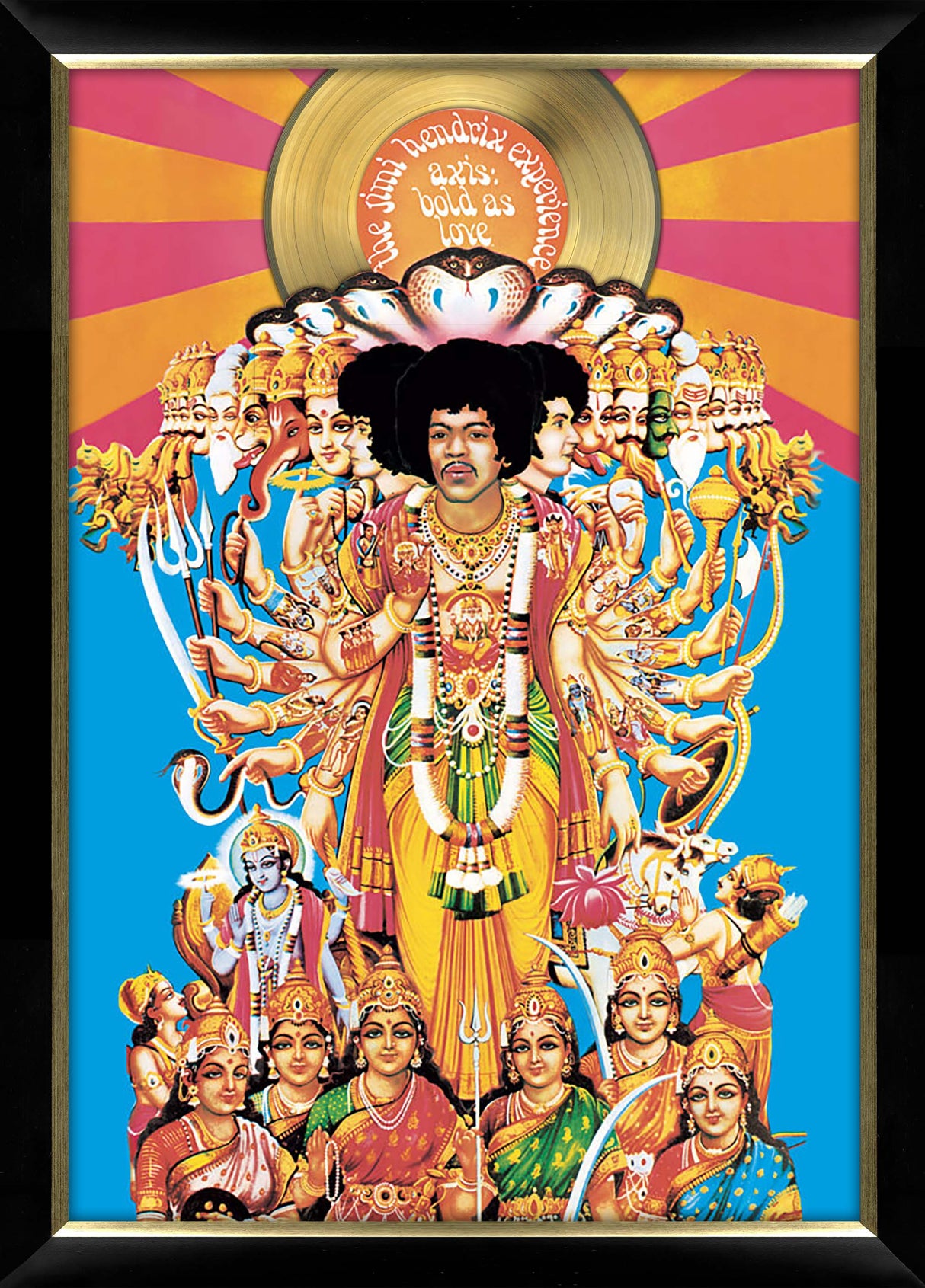 Jimi Hendrix Bold As Love Framed Poster with Gold Vinyl