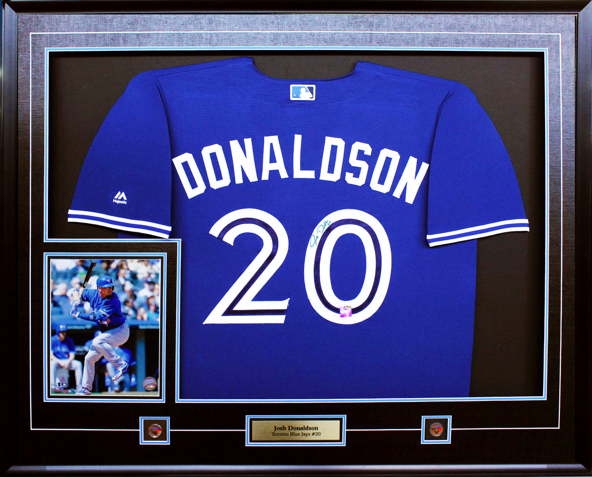 Josh Donaldson Signed Toronto Blue Jays Framed 42x34 Blue Replica Majestic Jersey