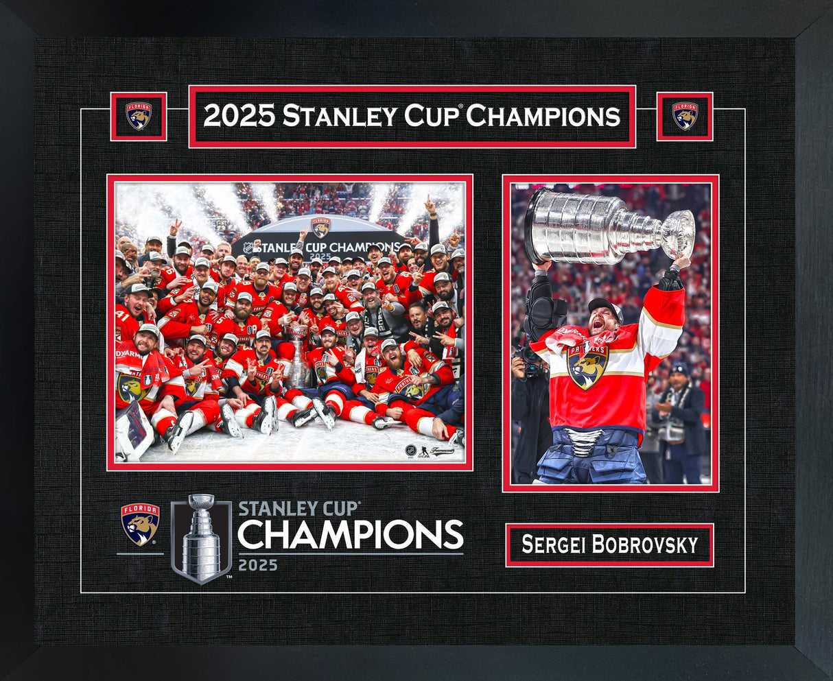 Sergei Bobrovsky Florida Panthers 2025 Stanley Cup Champions 18x22" Player Championship Frame