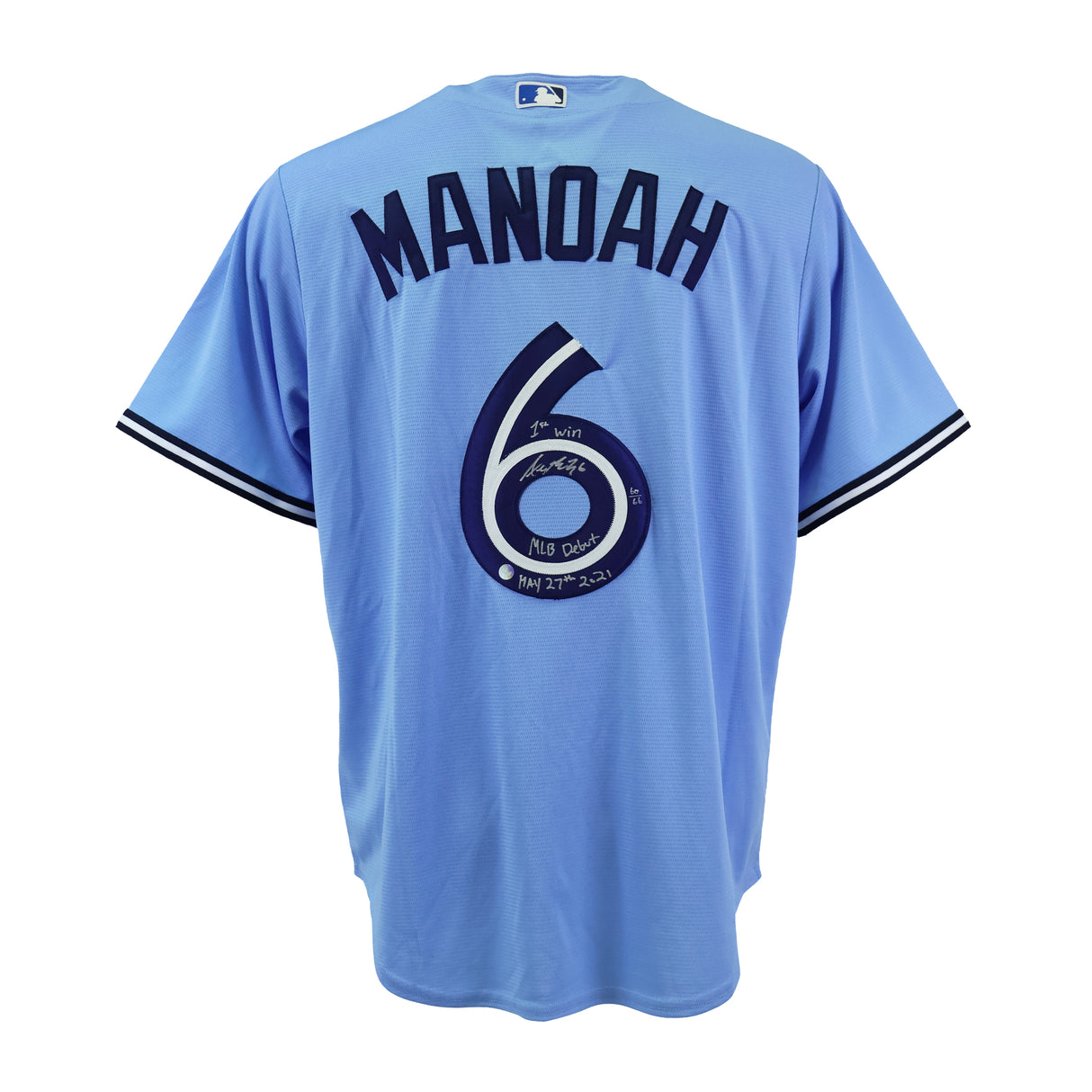Alek Manoah Signed Toronto Blue Jays Replica Nike Jersey Inscribed with "1st Win", "MLB Debut", and "May 27th 2021" (Limited Edition of 66)