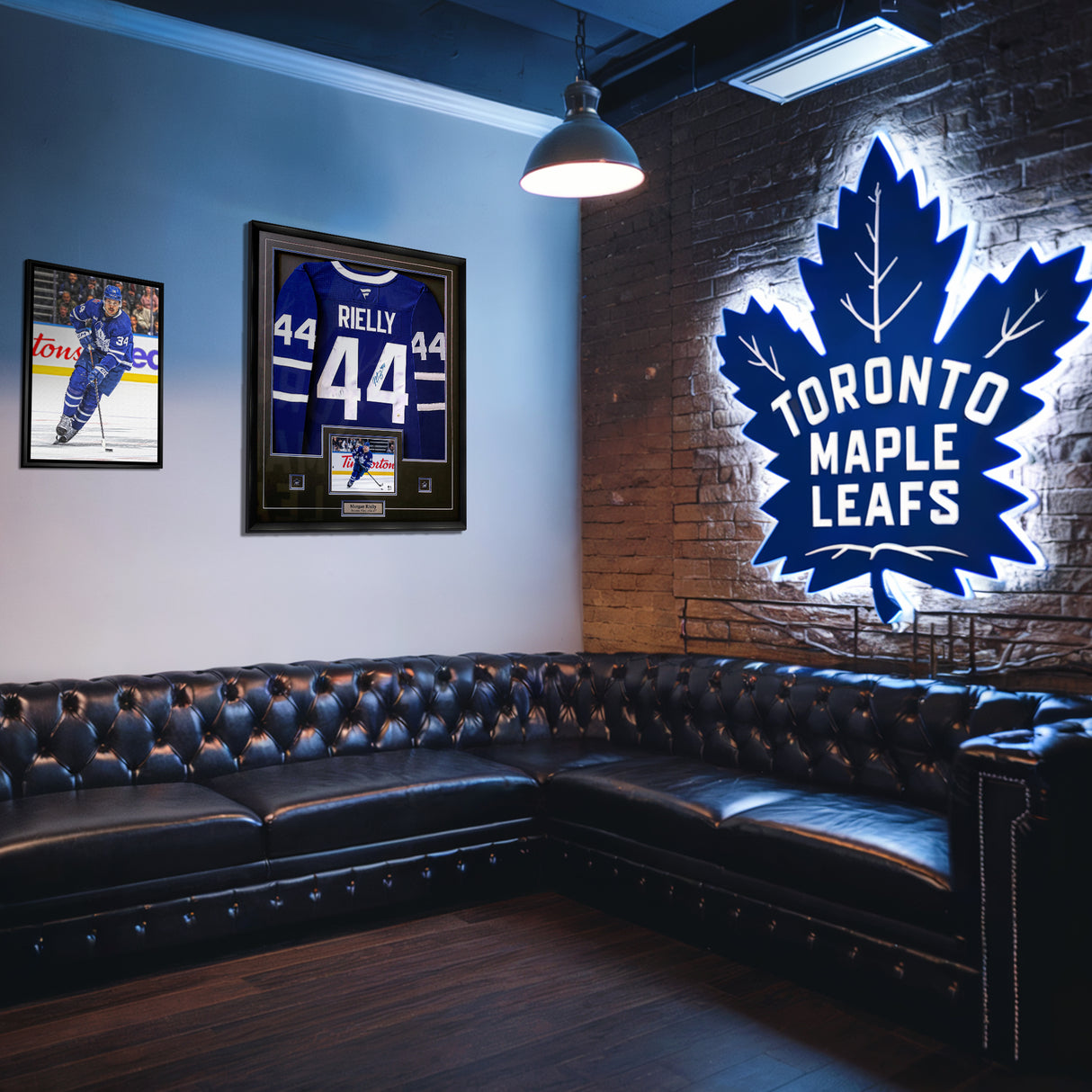 Morgan Rielly Signed Jersey Framed Toronto Maple Leafs Blue Fanatics Premium