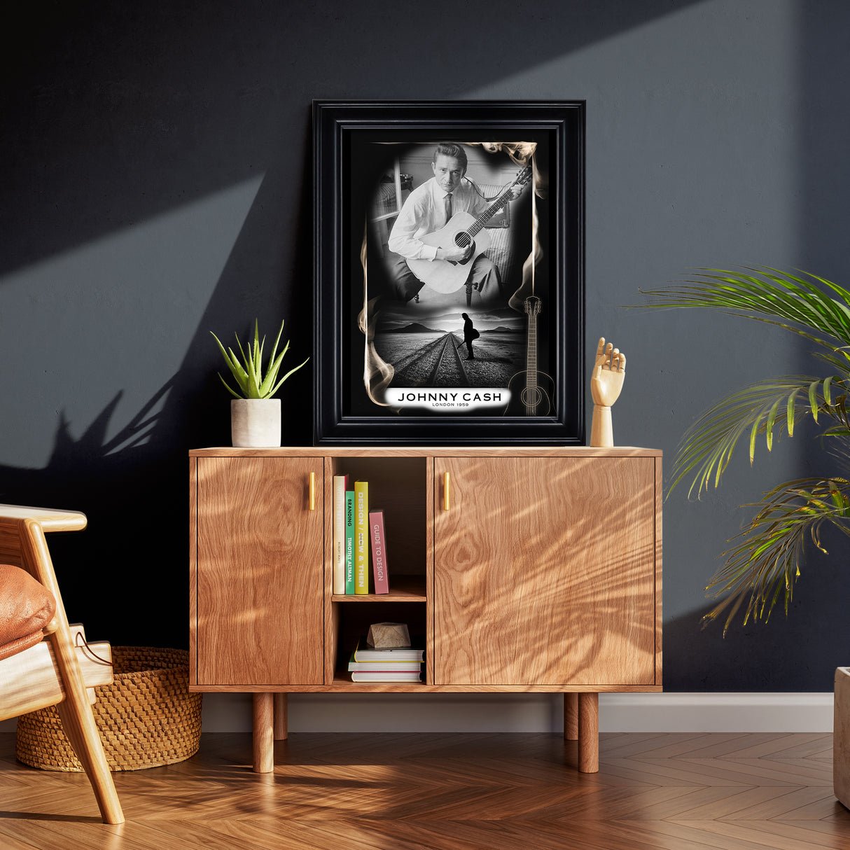 Johnny Cash Framed Man in Black PhotoGlass